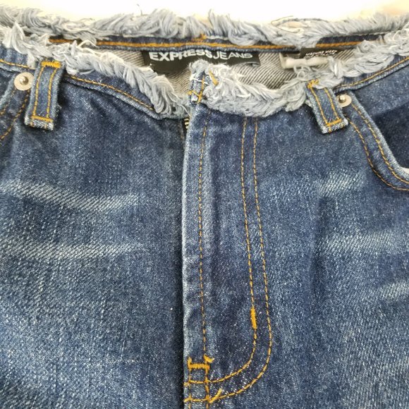 Express Jeans Juniors Size 5 Mid Rise Womens Flared Medium Wash Blue Denim - Picture 10 of 15